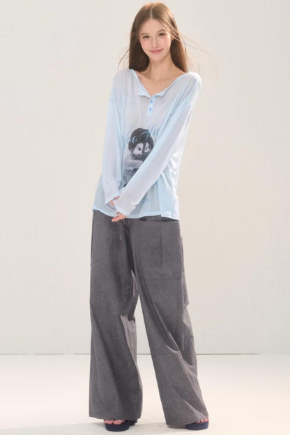 Large Pocket Wide-Leg Cargo Pants