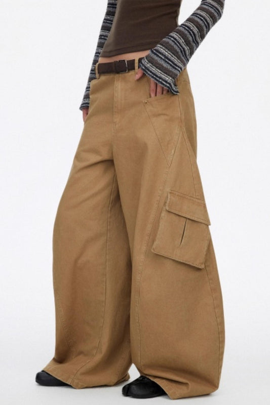 Distressed Wide-Leg Cargo Pants