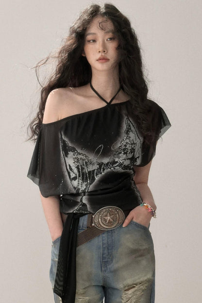 빈티지 스위트 홀터넥 탑