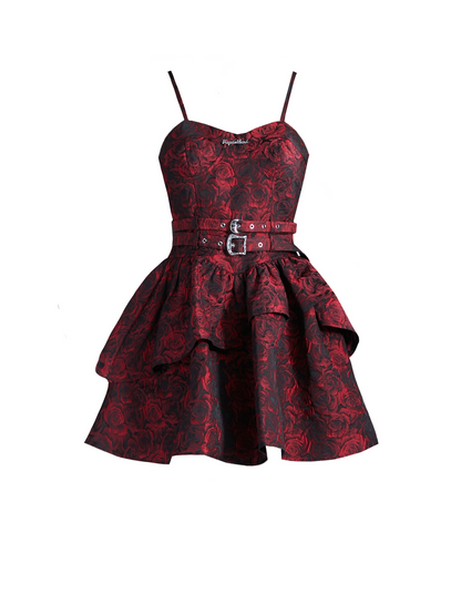 Rose Print Frilled Camisole Dress