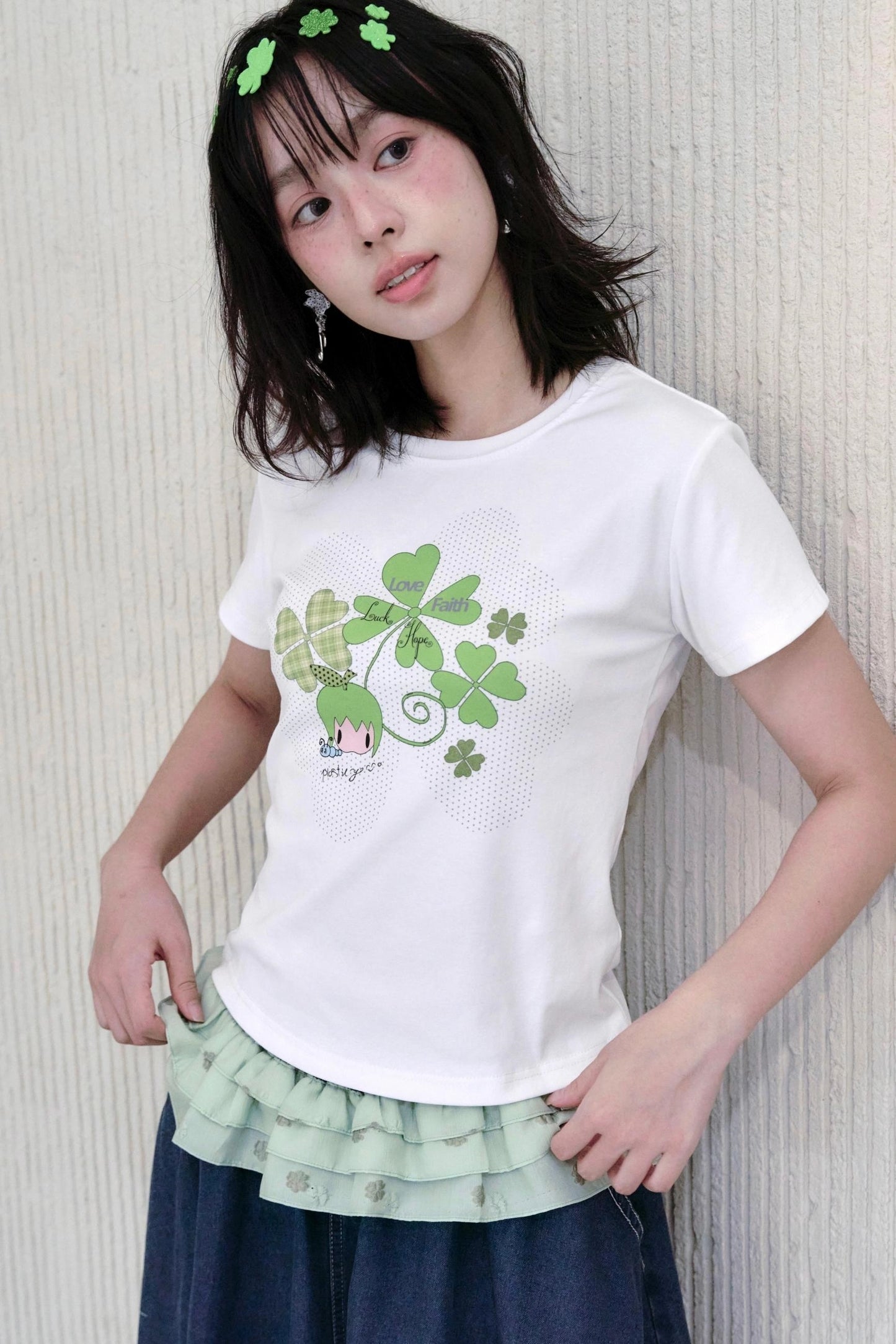 Four-Leaf Clover Print T-Shirt