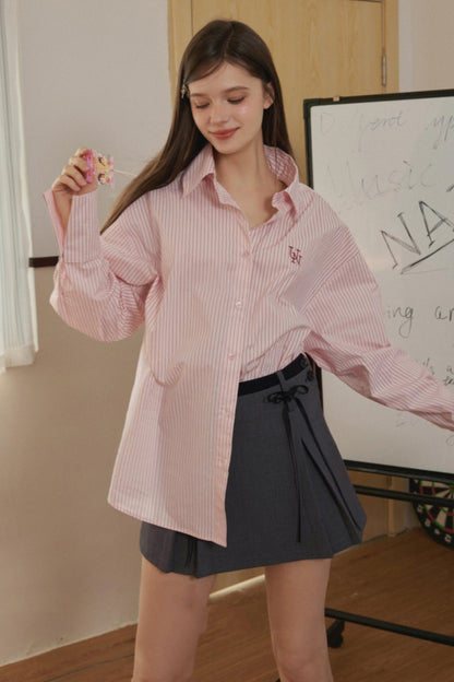 Pink Striped College Shirt