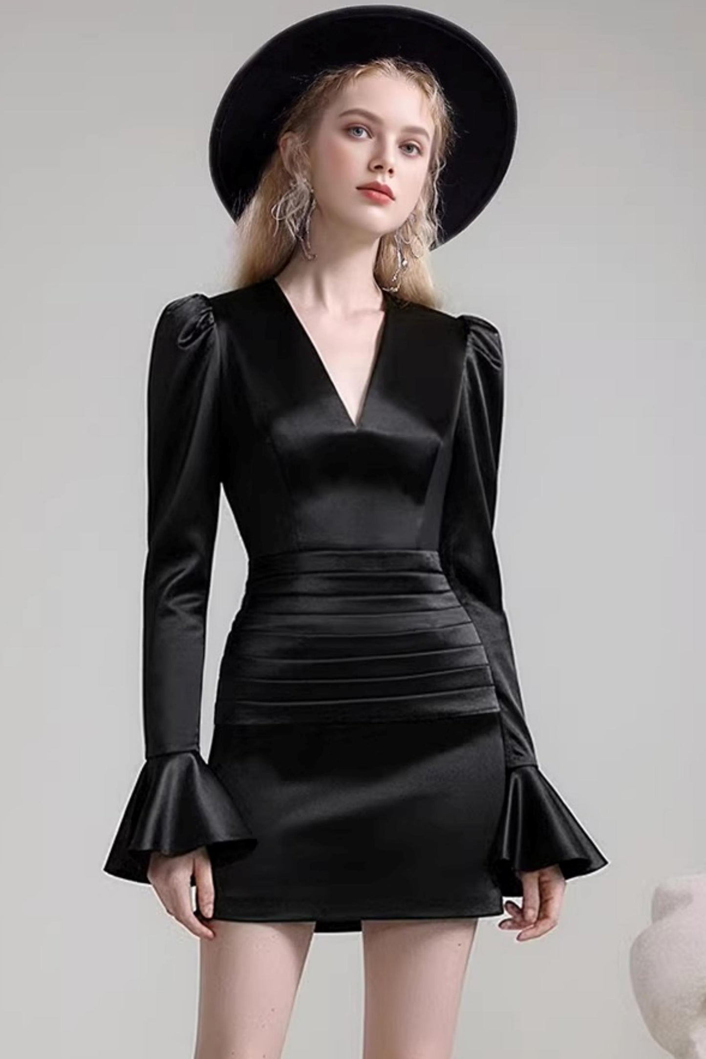 V-Neck Bell Sleeve Dress