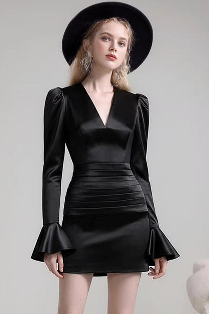 V-Neck Bell Sleeve Dress