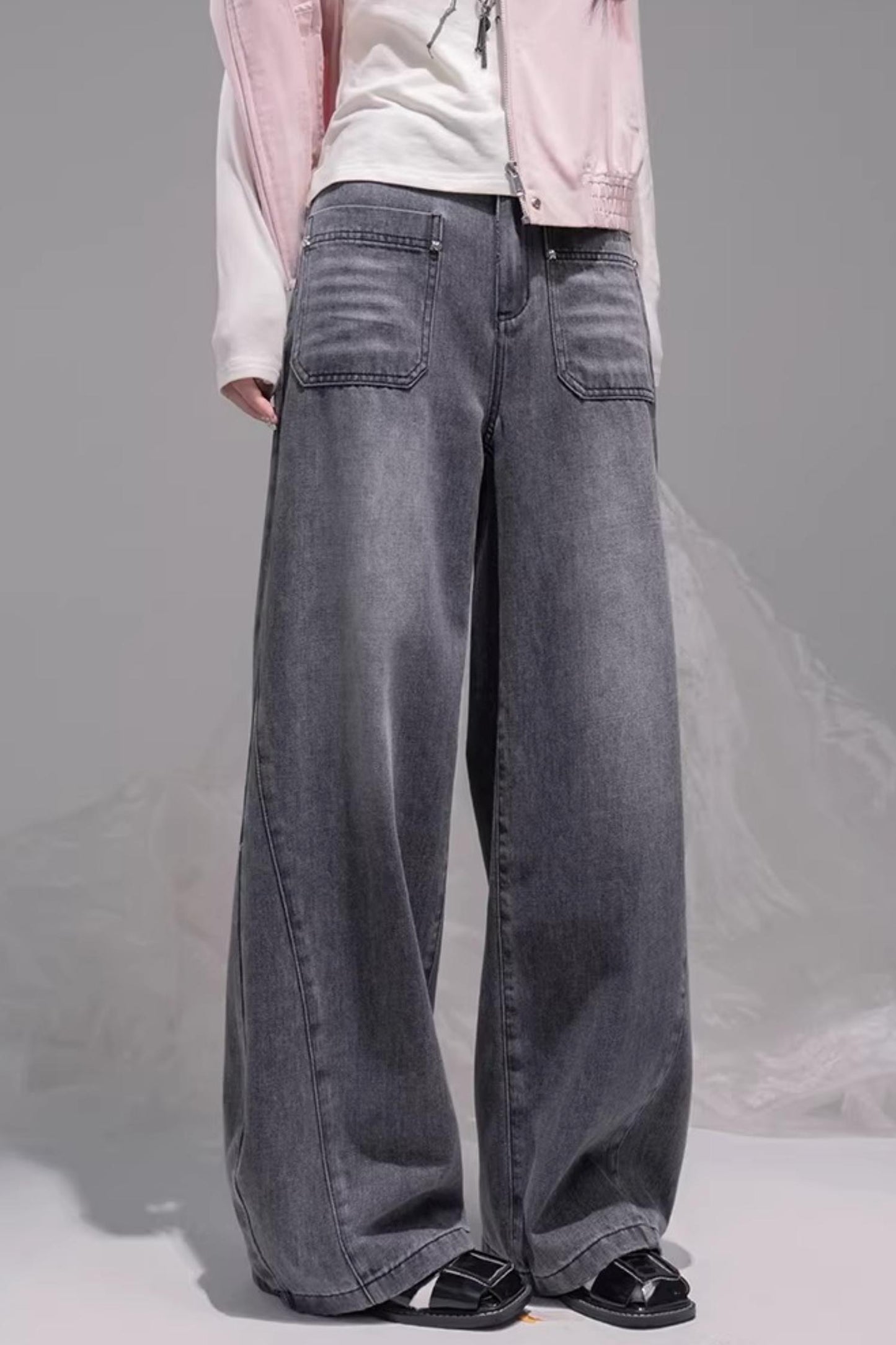 Ink Gray Distressed Jeans