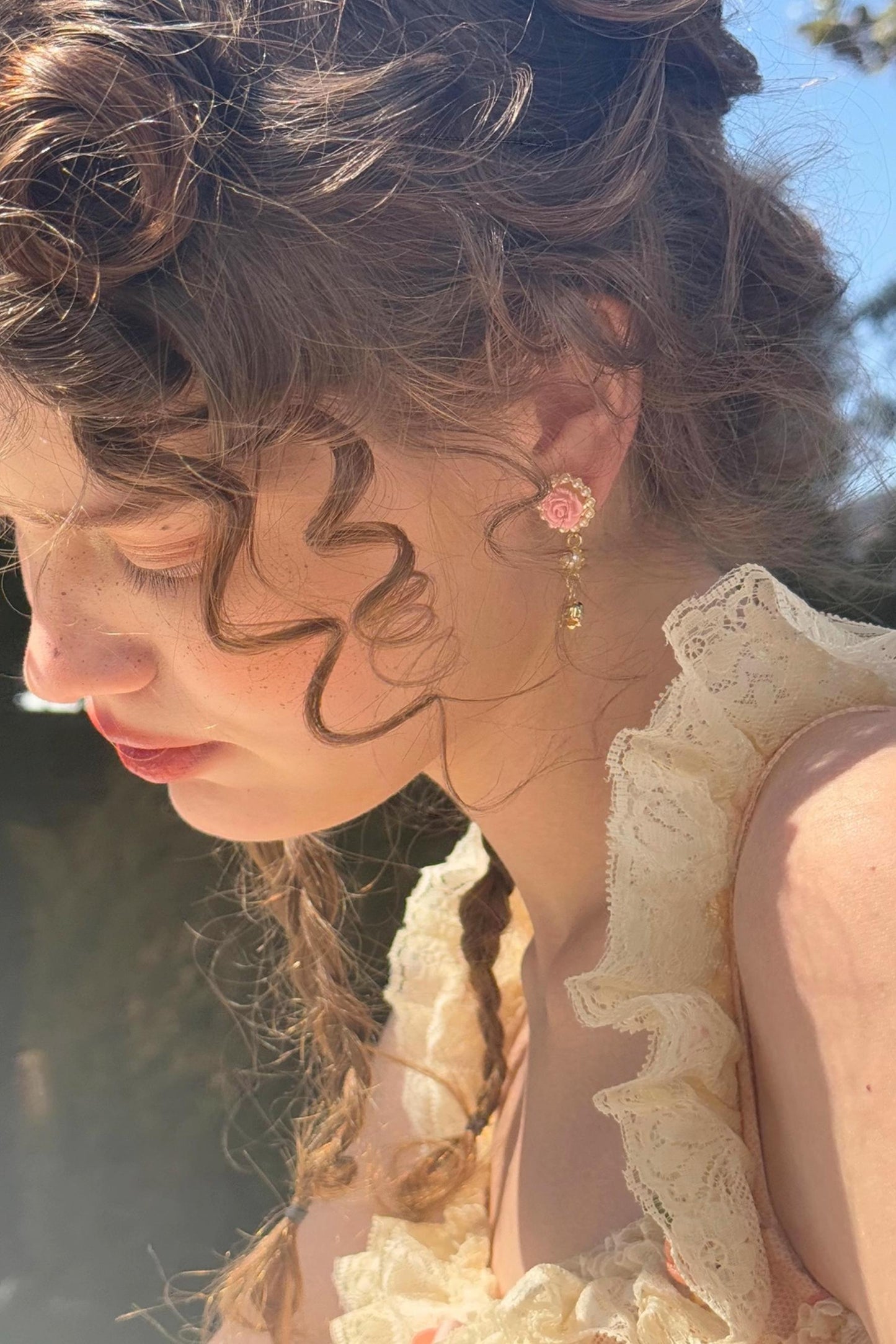 Rose Metallic Drop Earrings