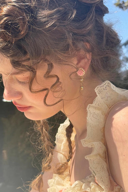 Rose Metallic Drop Earrings