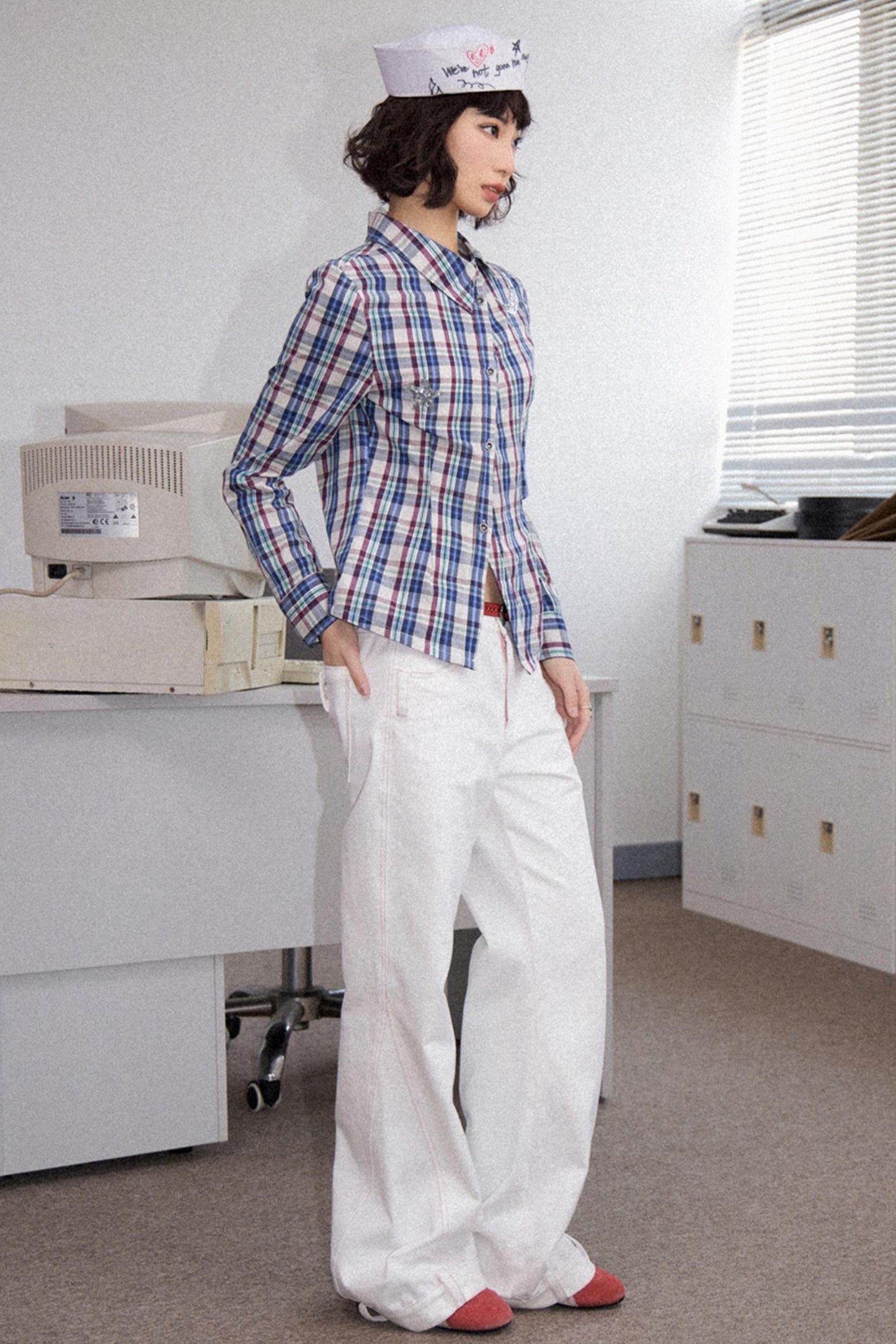 Pink Cotton Straight Jeans