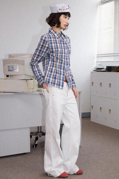 Pink Cotton Straight Jeans