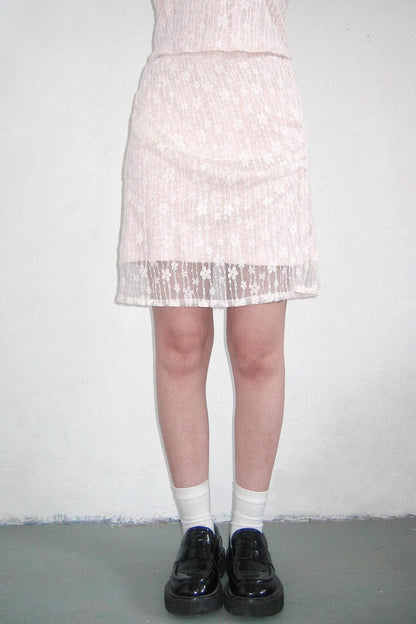 Pink Lace Polka Dot Top Set-Up