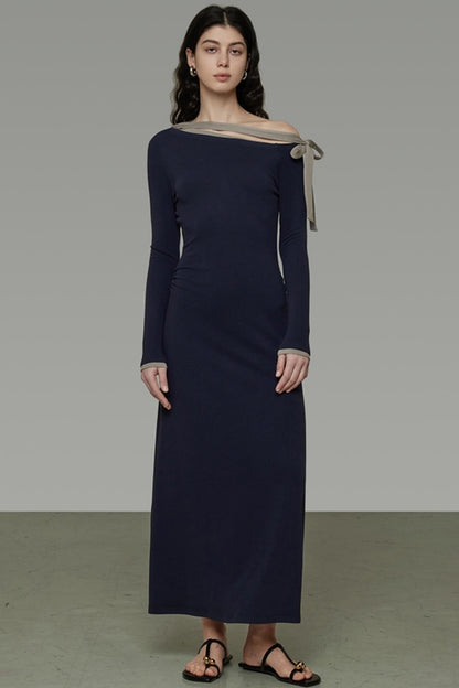 Niche Strapless Slant Knit Dress