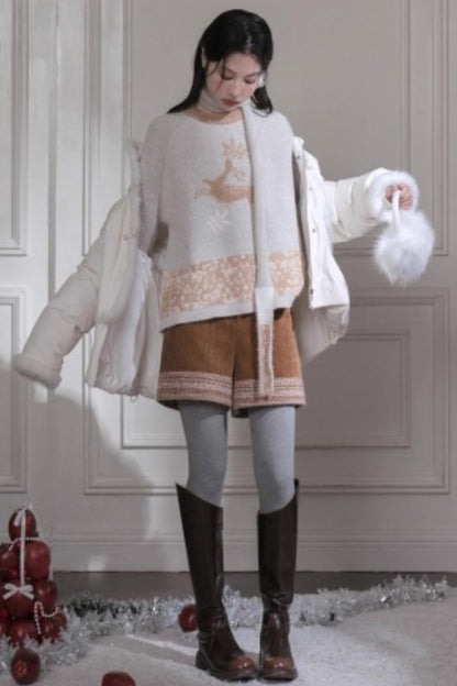 Snow Deer Faux Mink Sweater