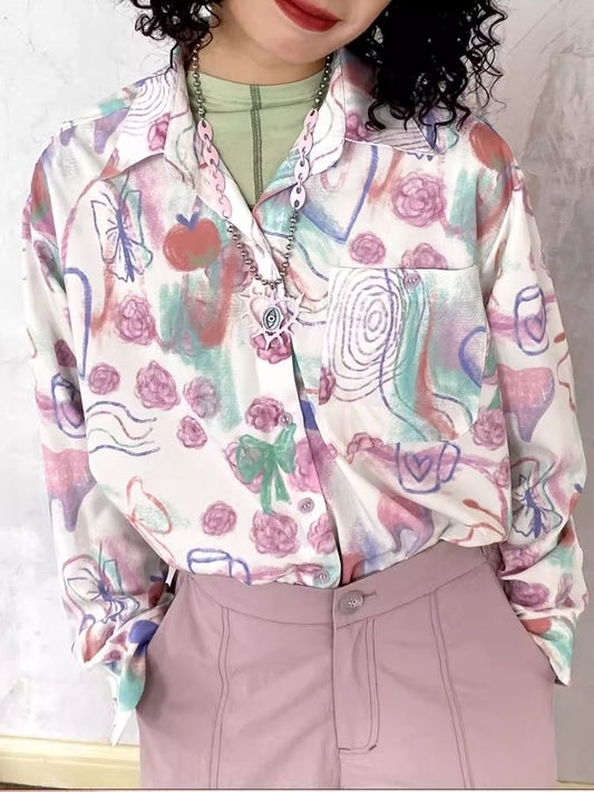 Printed Loose Long Sleeve Shirt