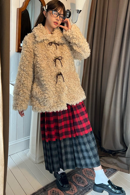 Cozy Bow Button Wool Coat