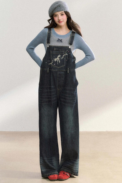 Vintage Washed Bib Jumpsuit Pants