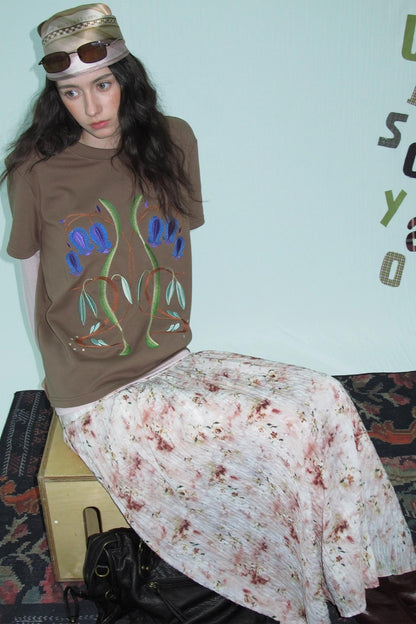 Shrink Silver Print Floral Skirt