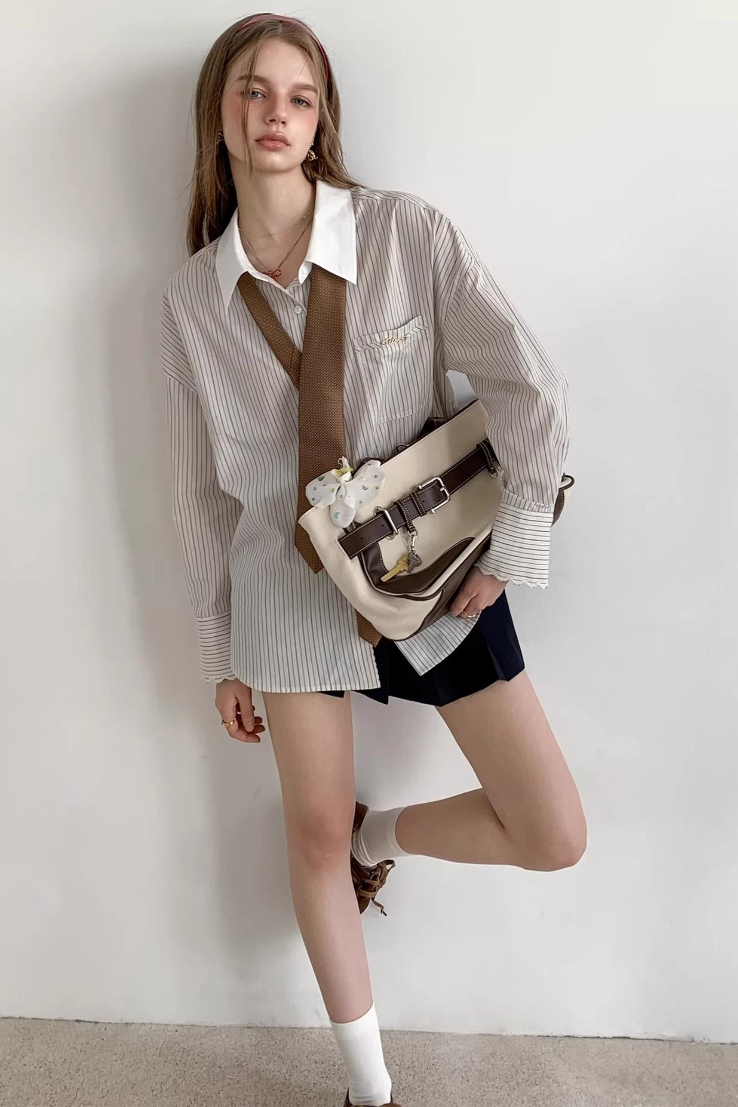 Long Sleeve Loose Striped Shirt