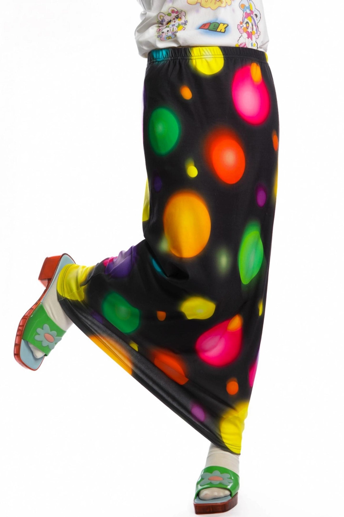 Retro Polka Dot Print Stretch Skirt