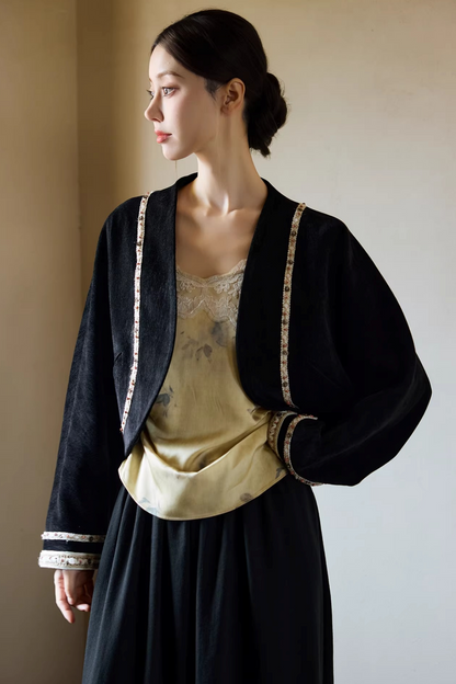 Ethnic Black Cocoon Jacket
