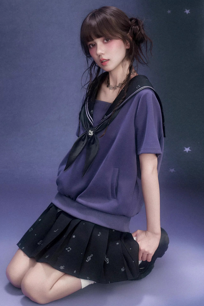 Deep Purple Sailor Collar Dress