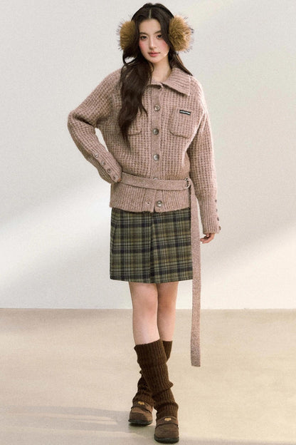 Double Pocket Button-Up Knit Jacket