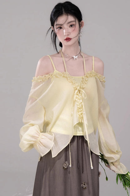 Feathered Tie & Suspenders Set