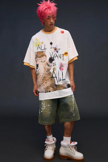 Cat Print T-Shirt