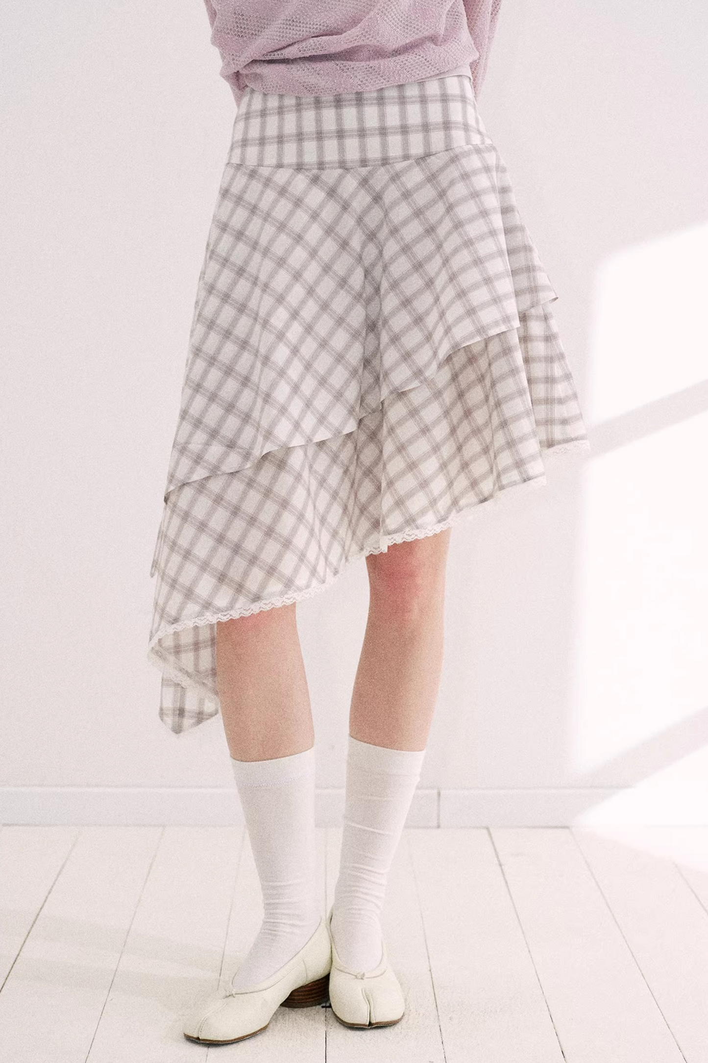 Artist-Designed Plaid A-Line Skirt