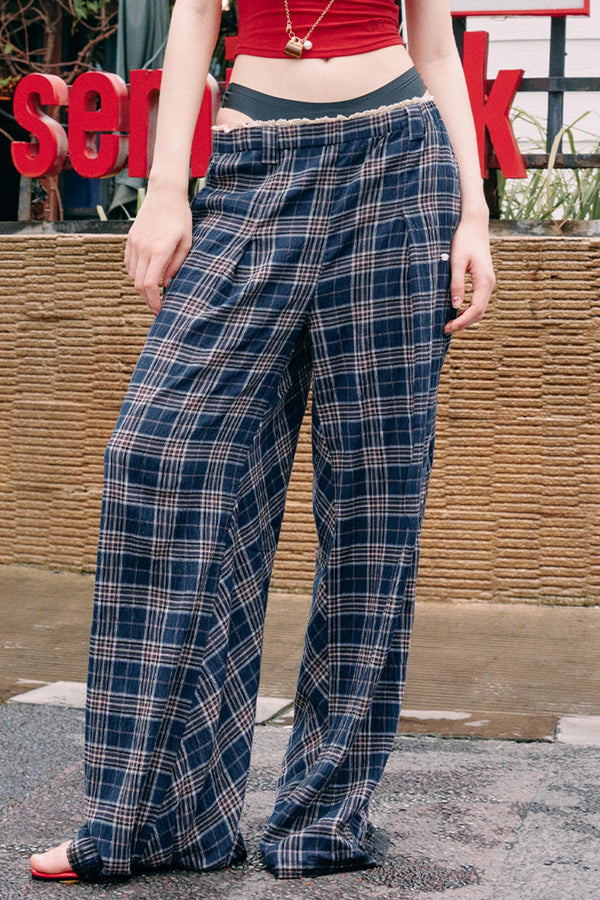 Cool Plaid Wide Leg Pants
