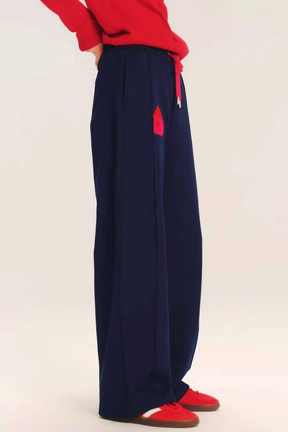 Color-Blocking Embroidery Sweatpants