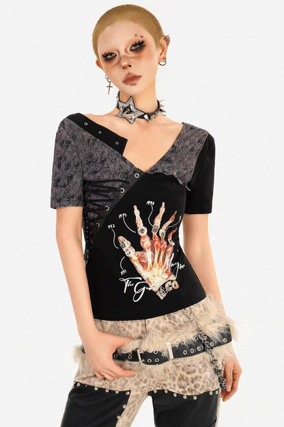 Gothic Lace-Up Rock Top