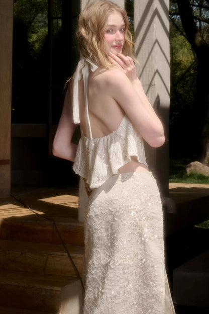 Elegant Starlit Top Skirt Set-Up