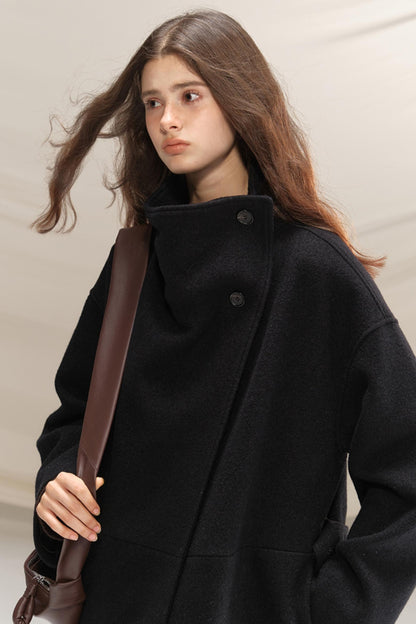 Silent Gallery Black Wool Coat