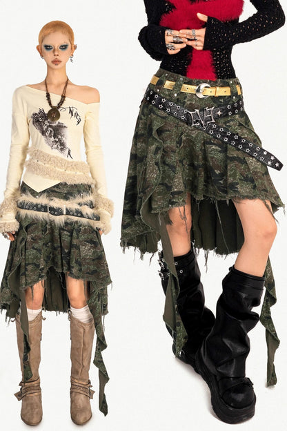 Autumn Camo Denim Skirt