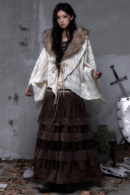 Lace Suede Tassel Skirt