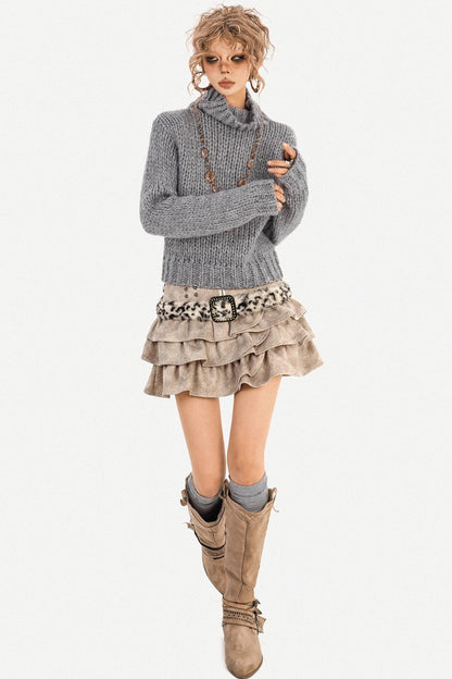 Romantic Chunky Knit Turtleneck Sweater