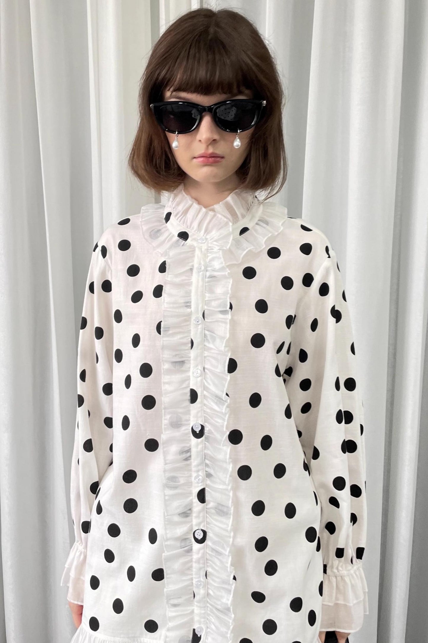 Polka Dot Lace Blouse Top