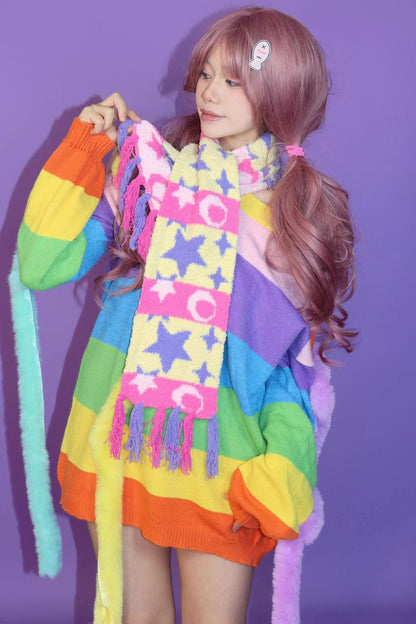 Star Patchwork Knit Scarf