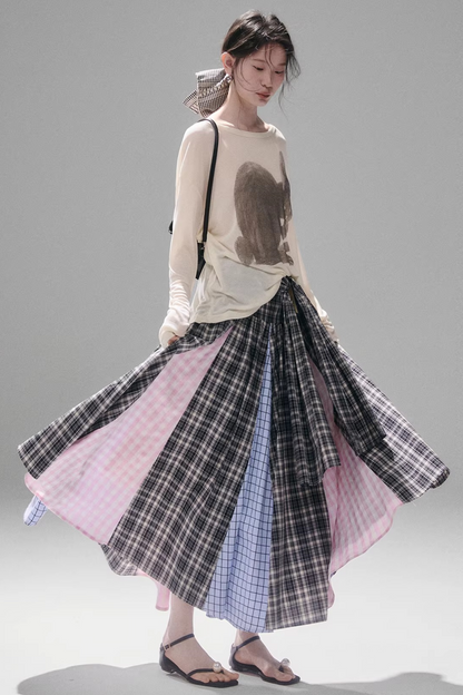 Retro Plaid A-Line Skirt