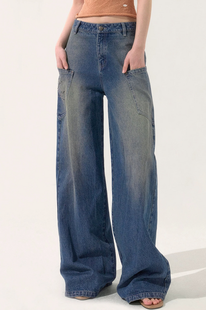 Rhinestone Retro Wide-Leg Jeans