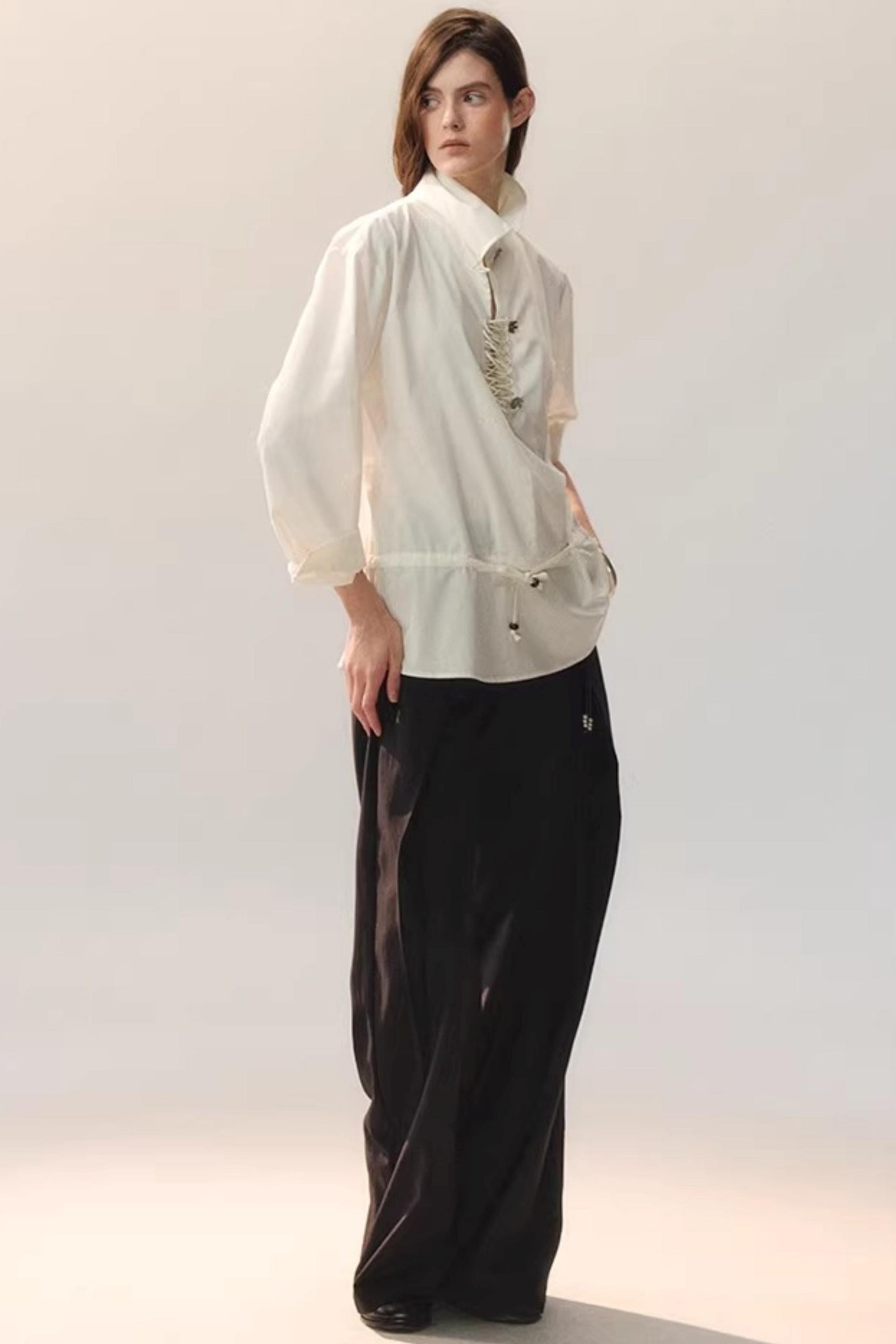 Feather Traces Deep V Blouse