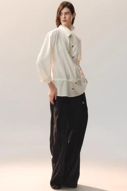 Feather Traces Deep V Blouse