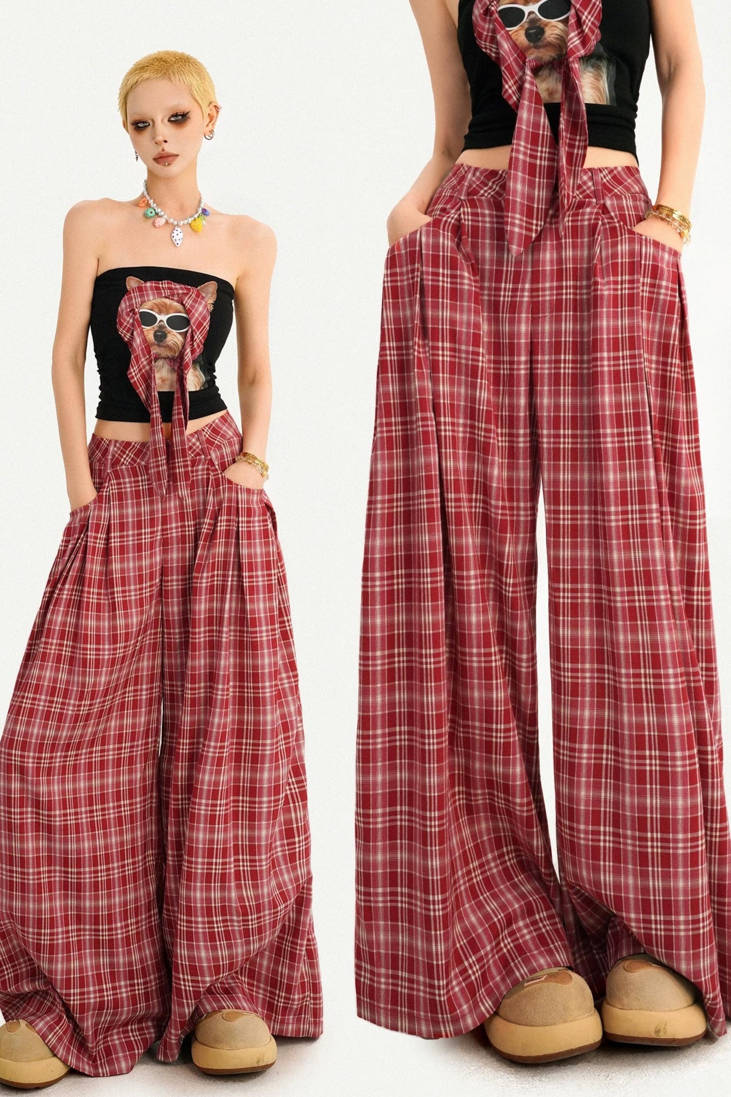 American Retro Plaid Pants