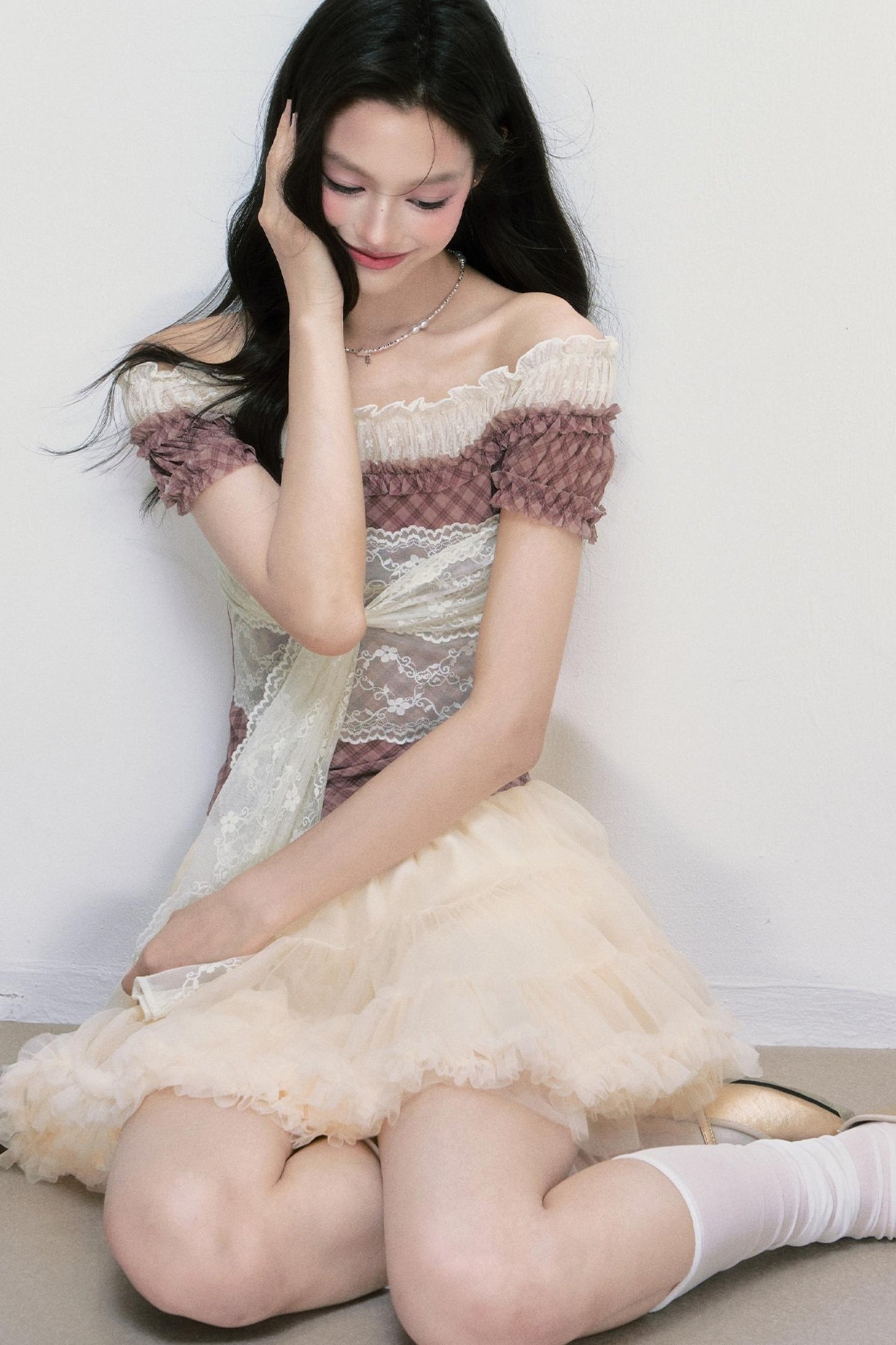 Plaid One-Shoulder Top