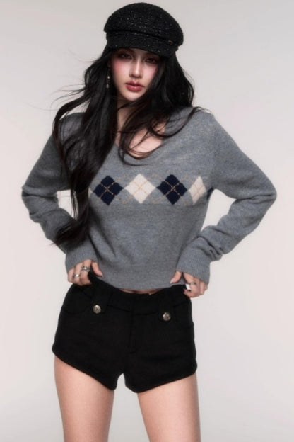 V-Neck Long Sleeve Pullover Sweater