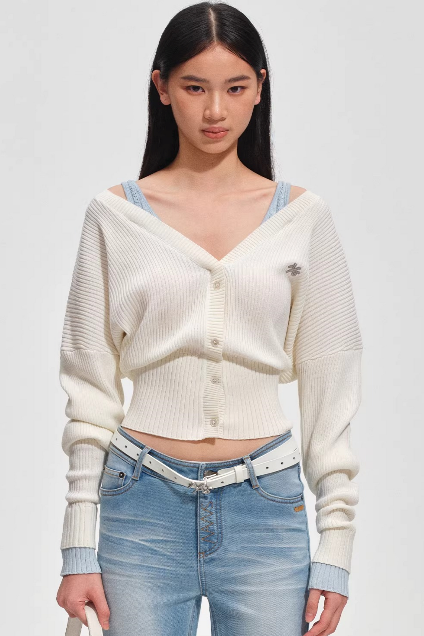 Color-Blocked Knit Cardigan