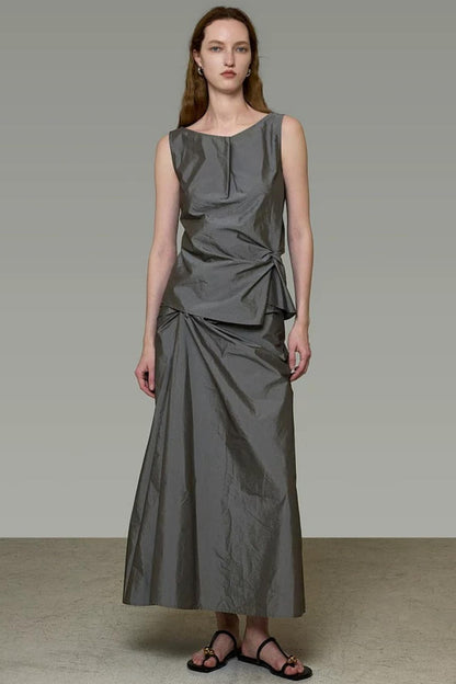 Twist Sleeveless Top and Skirt Set-Up