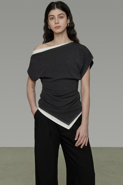 Irregular Hem Strapless Knit Top