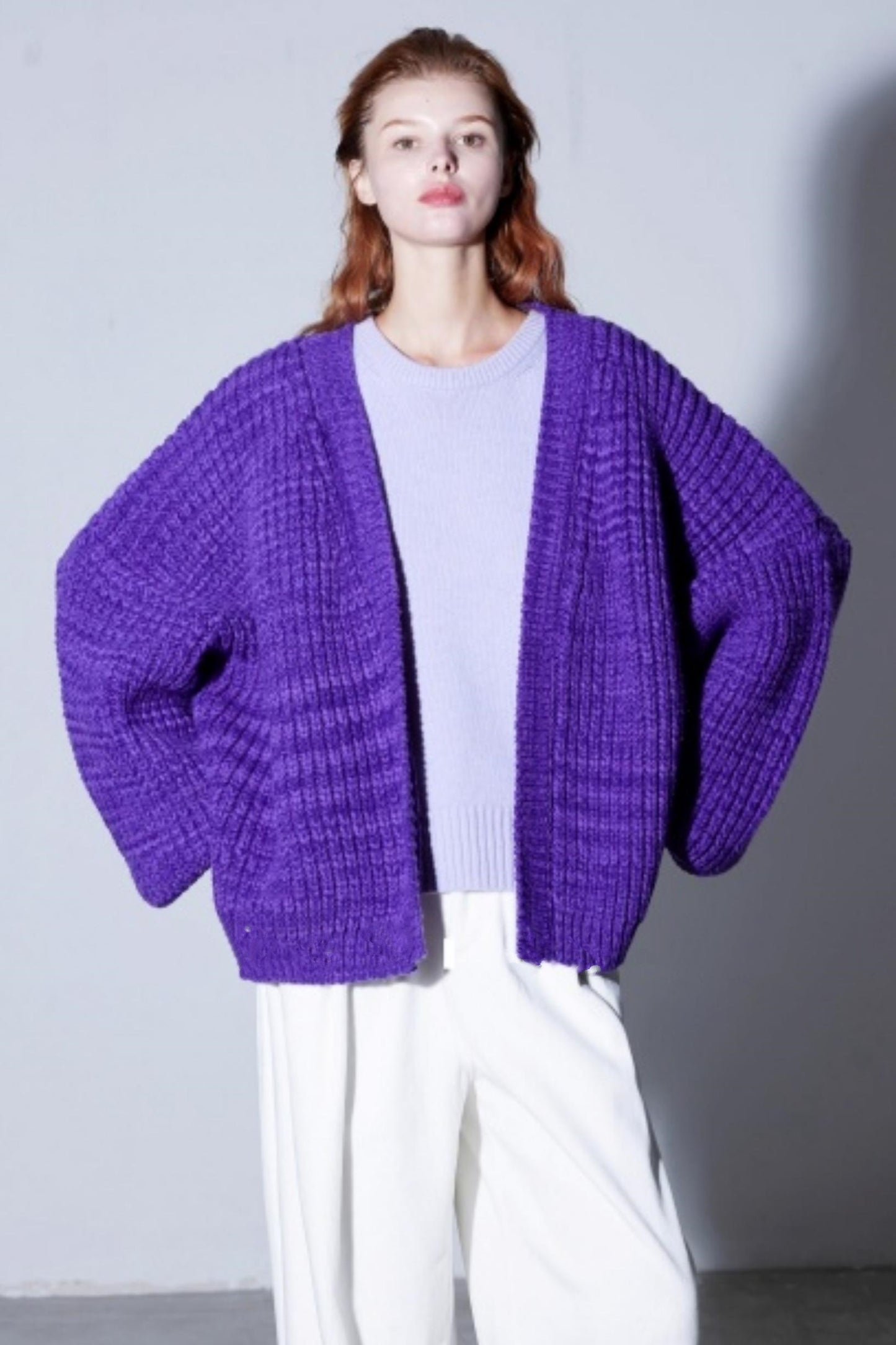 Heavyweight Two-Tone Lantern Cardigan
