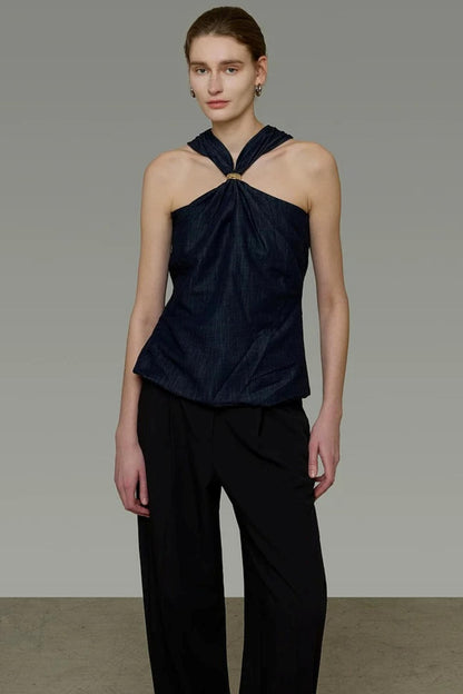 Cross Collar Halter Top